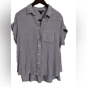 A.N.A Striped Blue Top Size Small